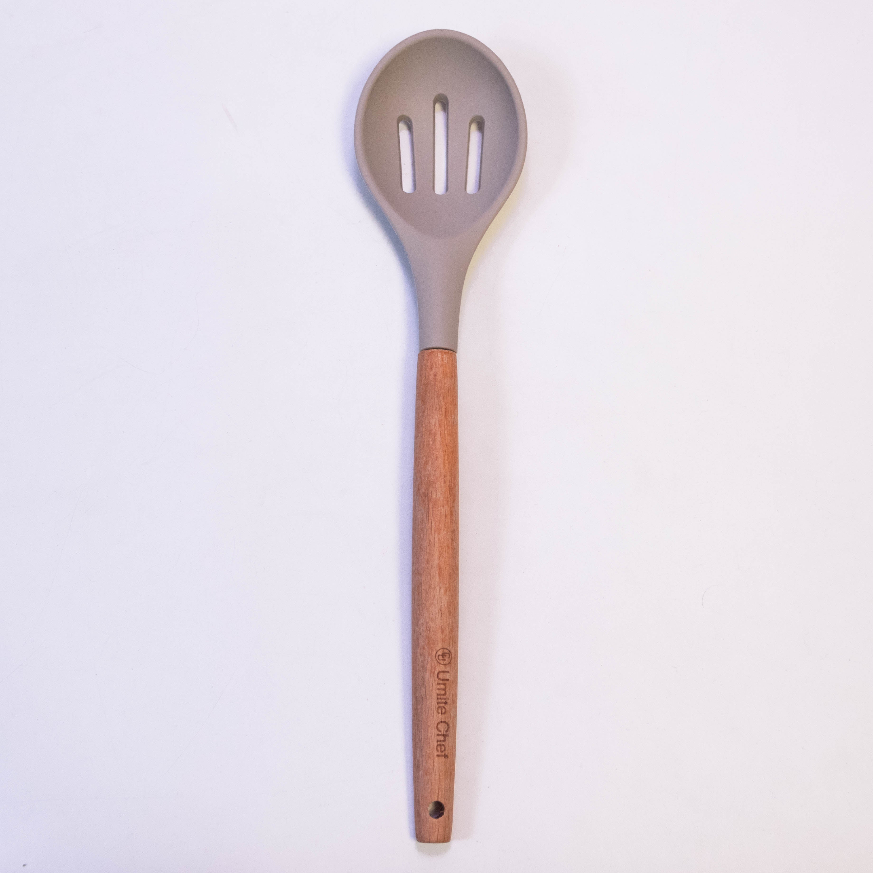 Ultimate Chef Slotted Silicone Spoon with Wooden Handle