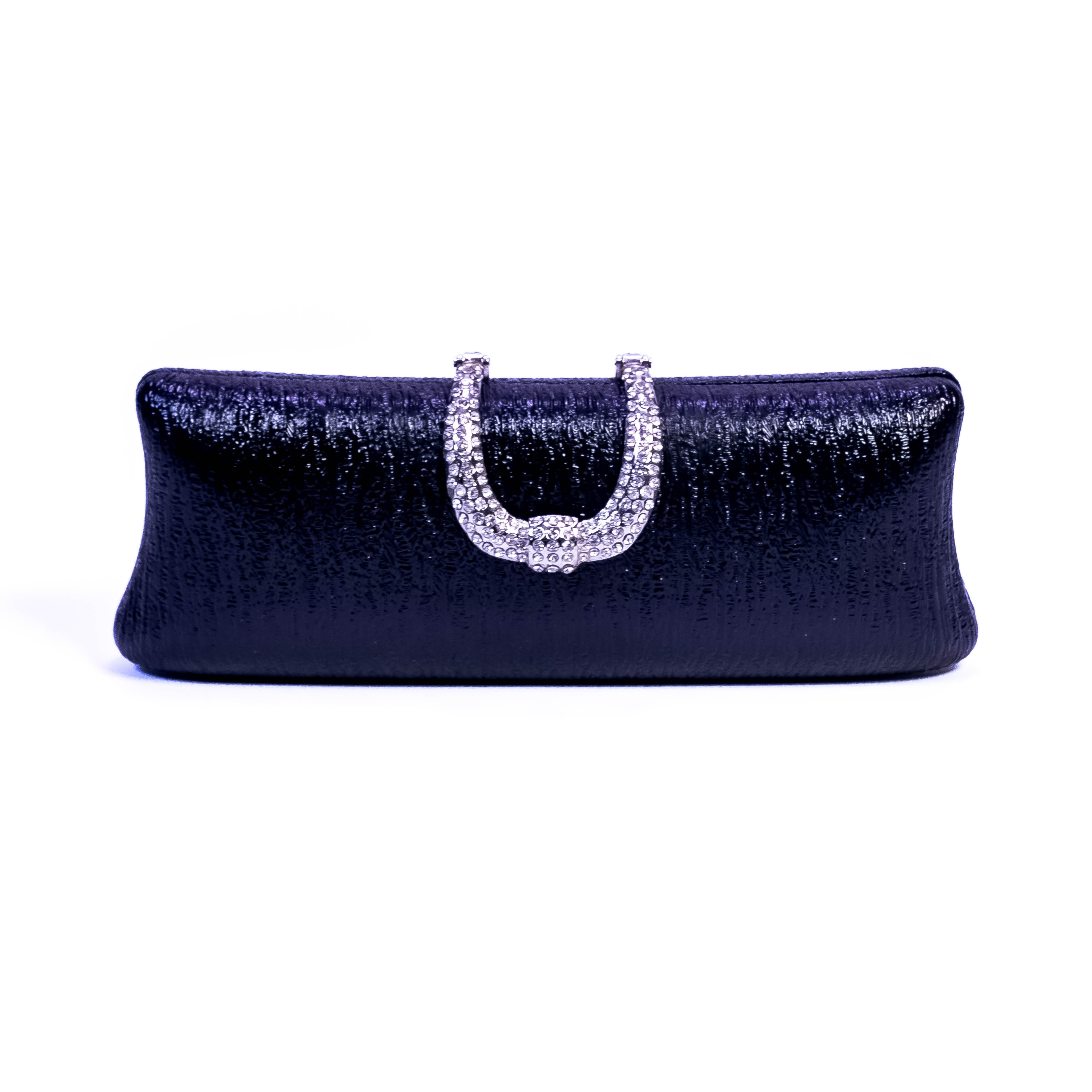 Ladies Crystal Diamond Buckle Black Clutch: Glamorous Elegance