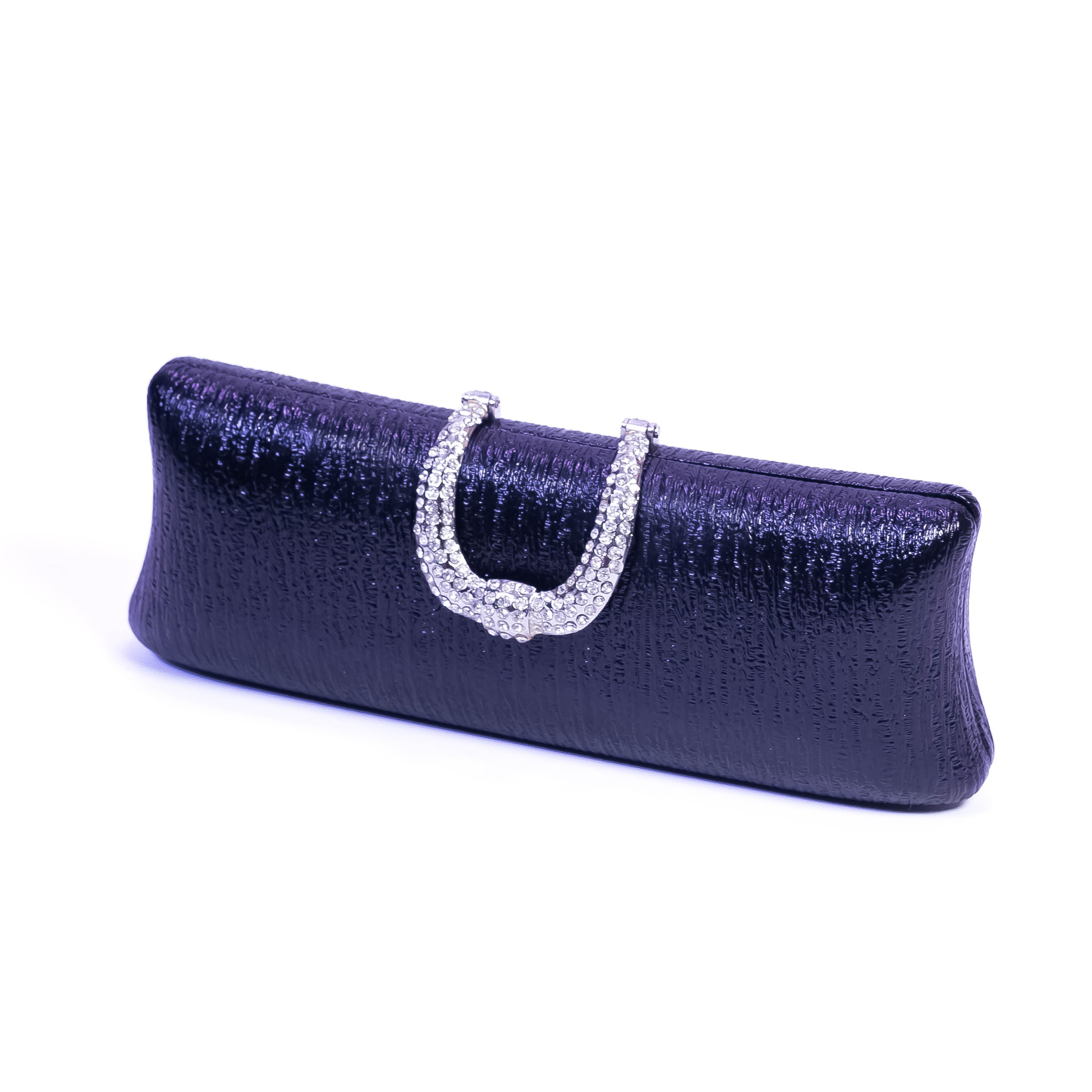 Ladies Crystal Diamond Buckle Black Clutch: Glamorous Elegance