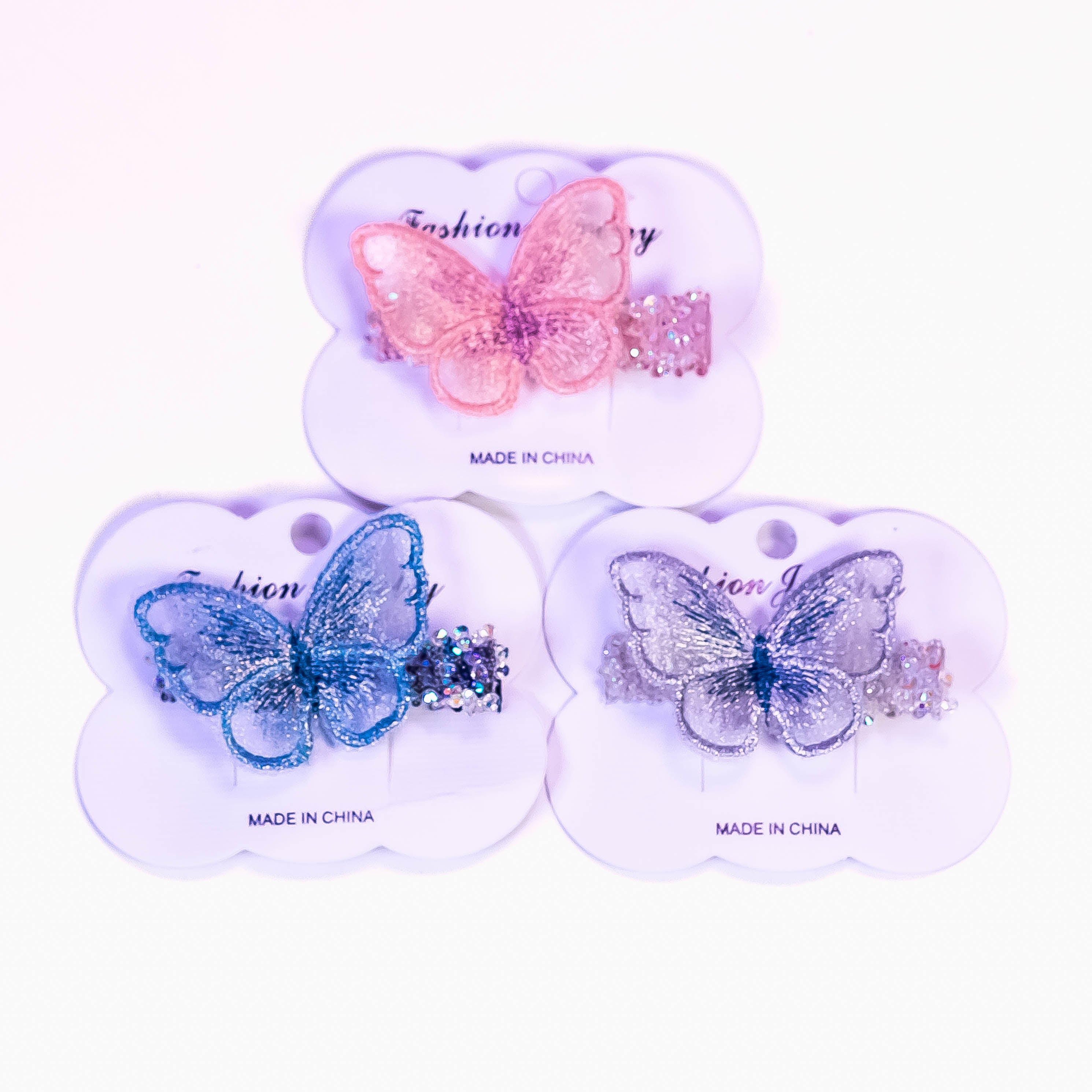 FlutterGlow - Butterfly Barrette Hair Clip Set (3pcs)