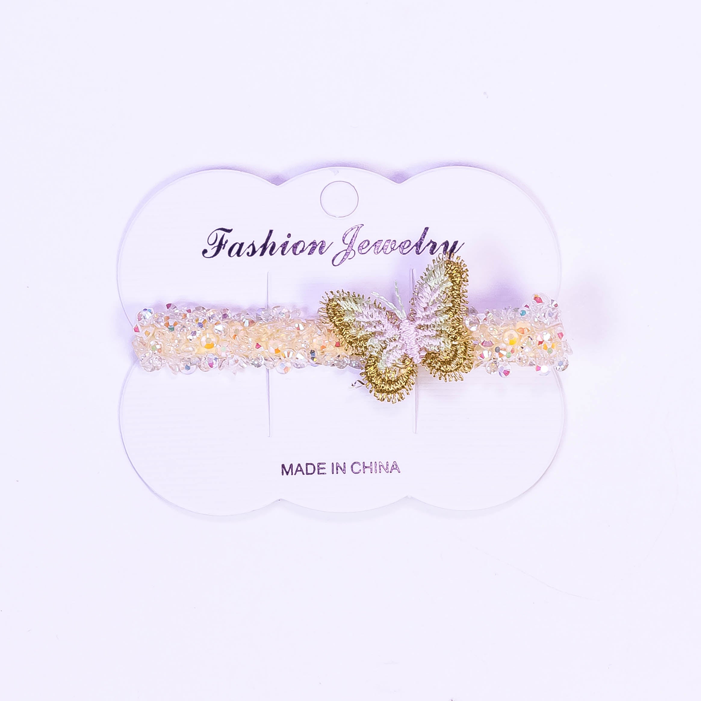 SparkleFlutter - Glitter Hair Clip with Woven Butterfly