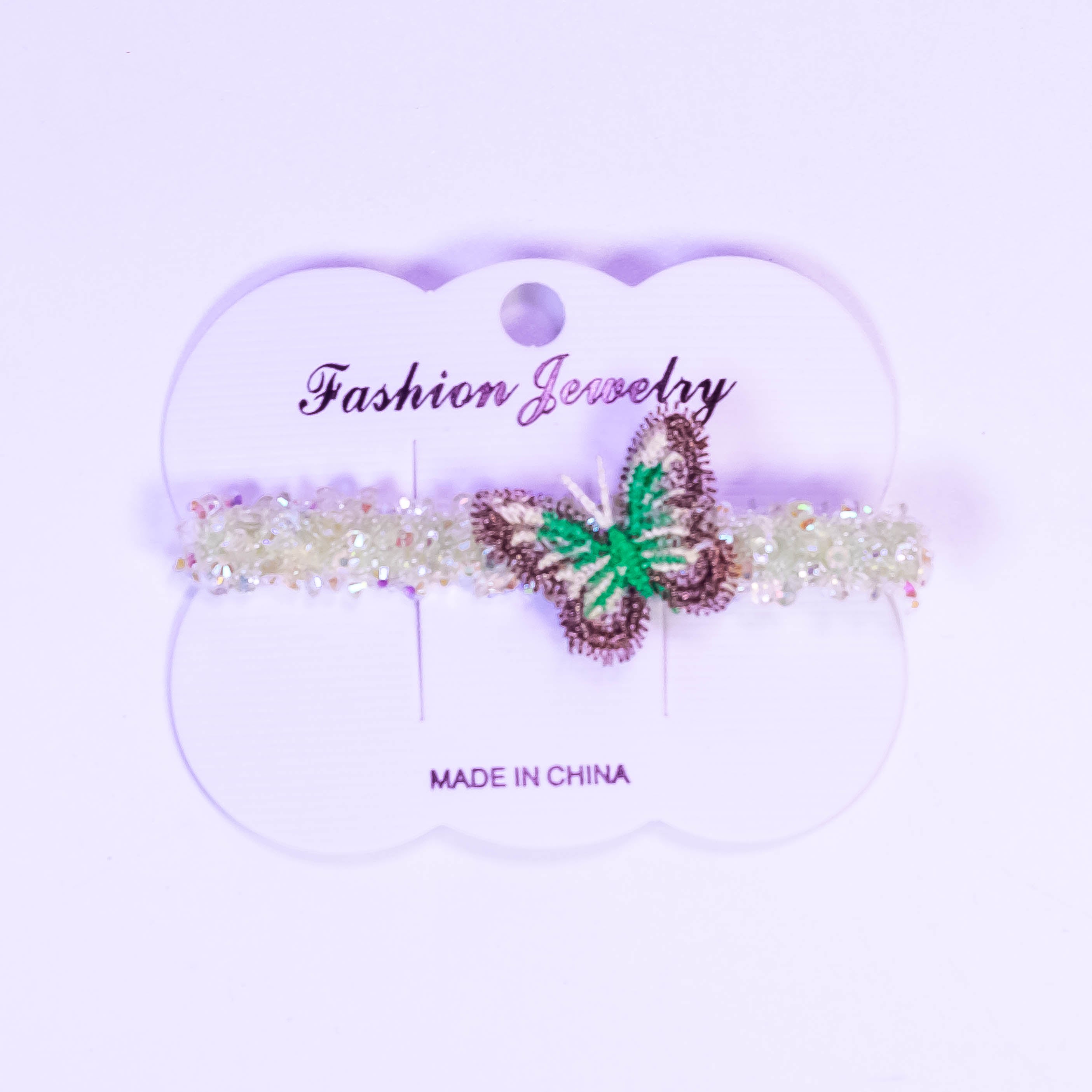 SparkleFlutter - Glitter Hair Clip with Woven Butterfly