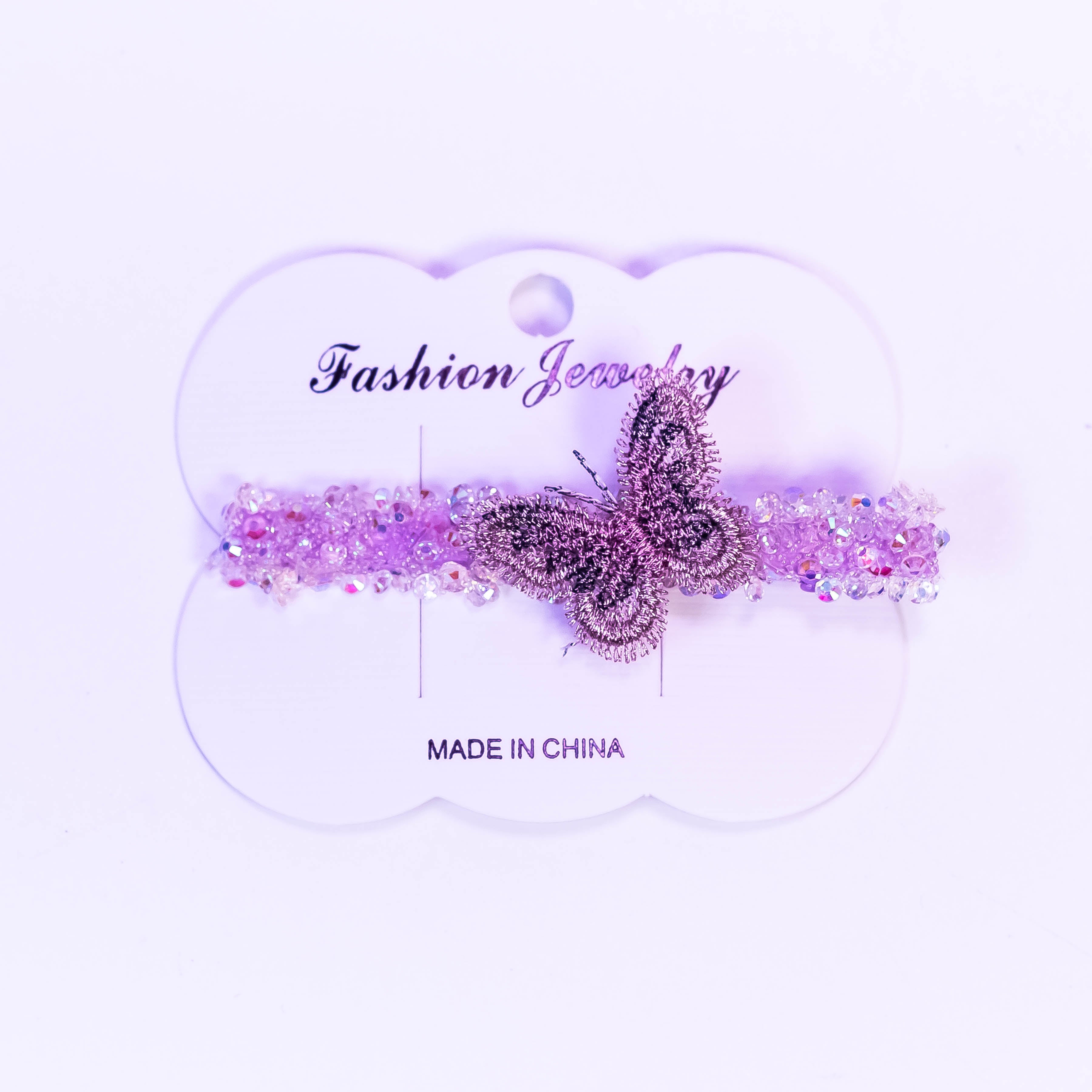 SparkleFlutter - Glitter Hair Clip with Woven Butterfly