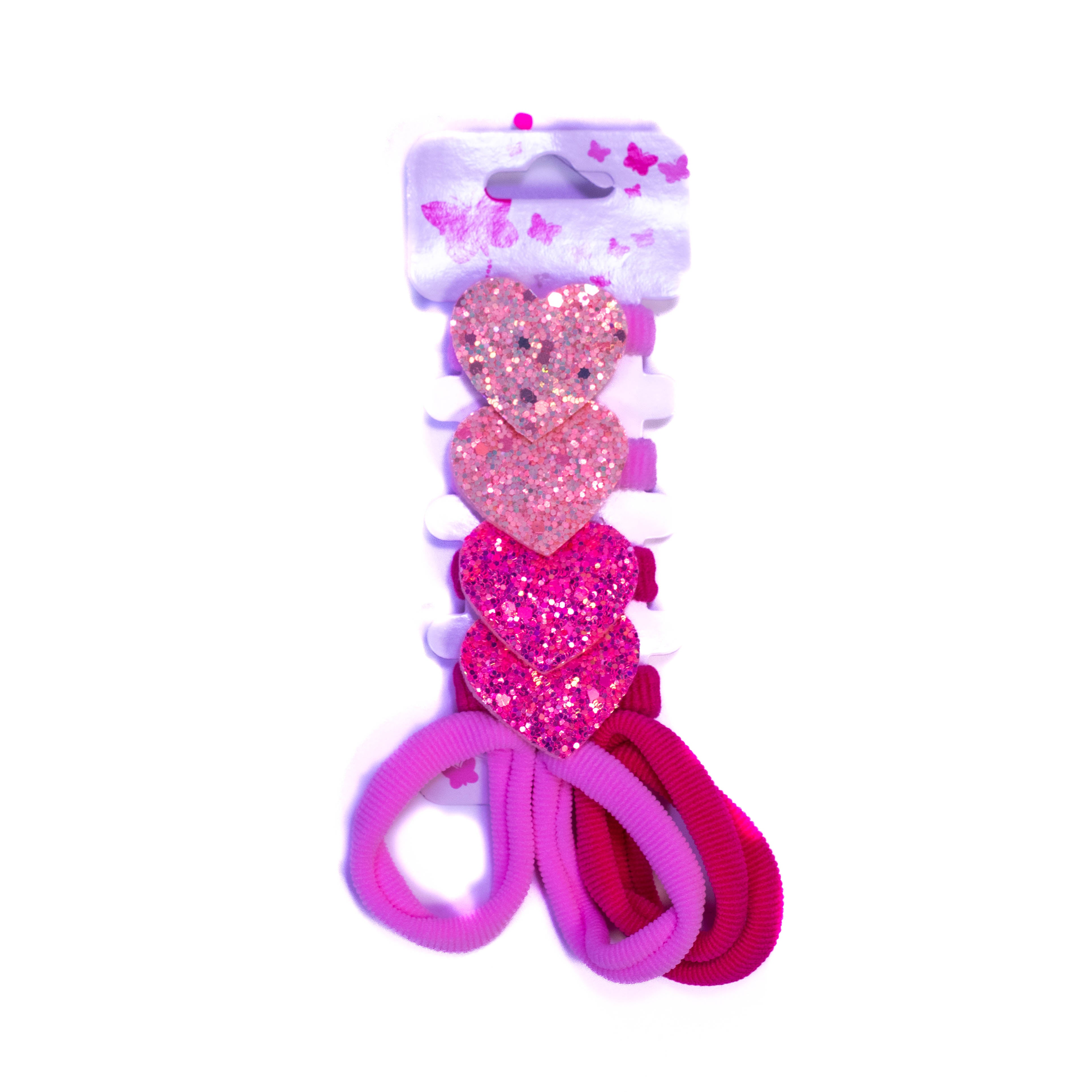 GlamHeart - Heart Shape Glitter Hair Clip with Hair Bands Set