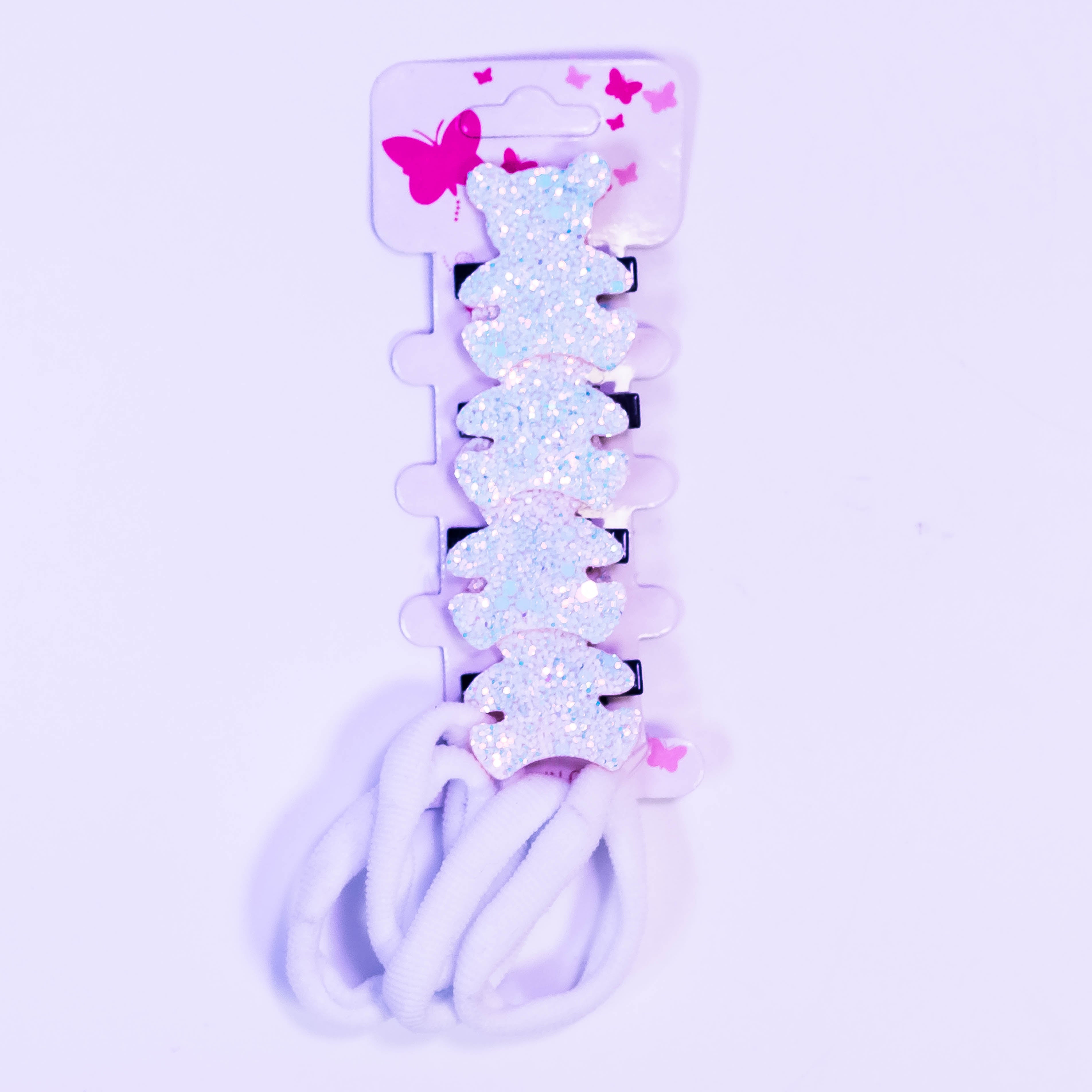 SparkleBear - Glitter Hair Clips with Hair Bands Set