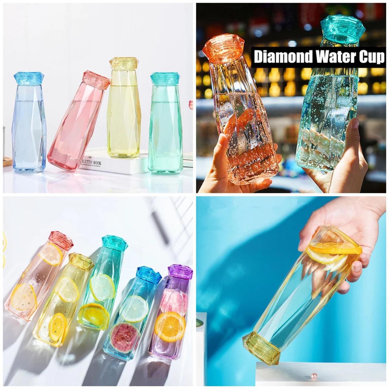 Diamond Crystal Glass Bottle Water Bottle Portable Korea Style Water Cup Drinking Juice Glass Bottle.