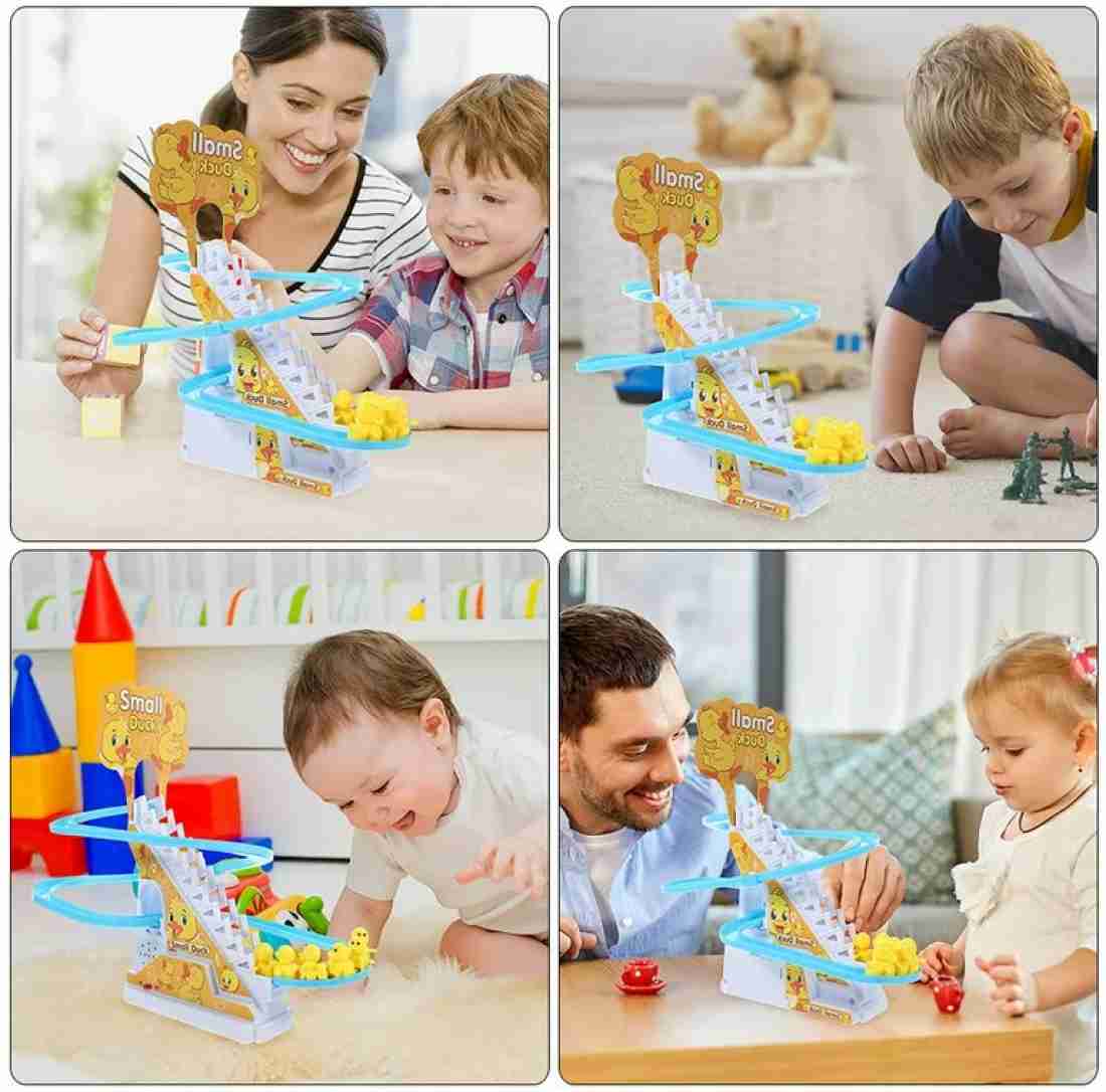 Duck Slide Stairs Toy Burrs-free Electric Light Music Amusement Climb Stairs Toy with 9 duck For Kids Entertainment.