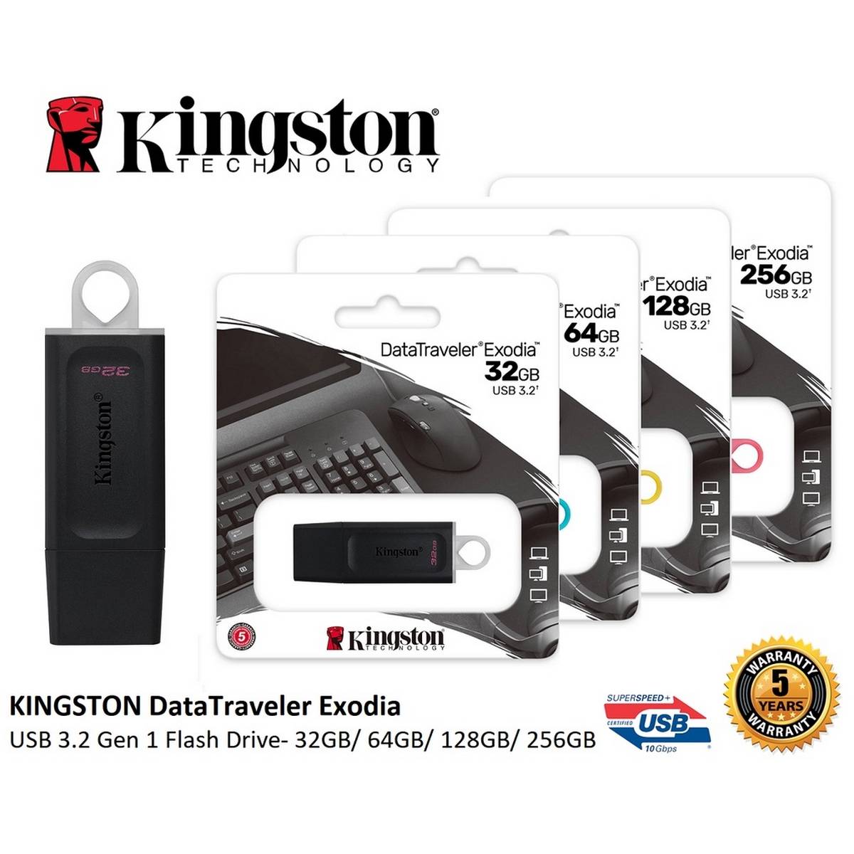 KINGSTON, USB DRIVES Kingston DT Exodia 3.2 USB Flash Drive DTX-128GB, 1 Years Warranty