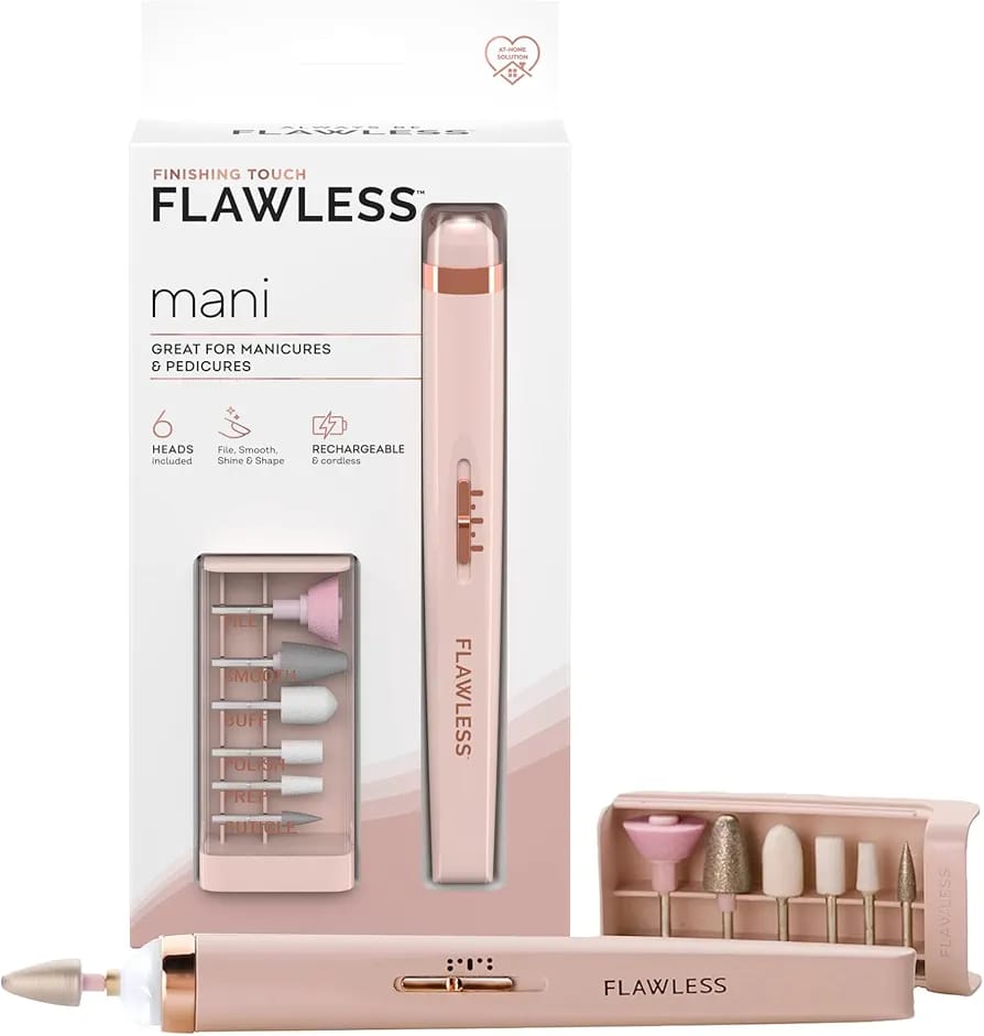 Finishing Touch Flawless Salon Nails Kit, Electronic Nail File and Full Manicure and Pedicure Tool.