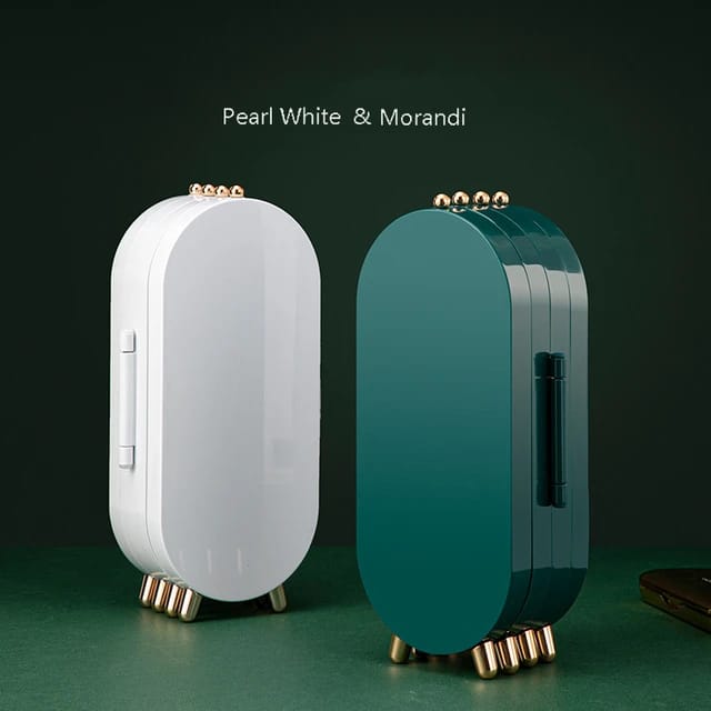 Foldable Jewellery Organizer with Mirror Ear Rings & Necklace.