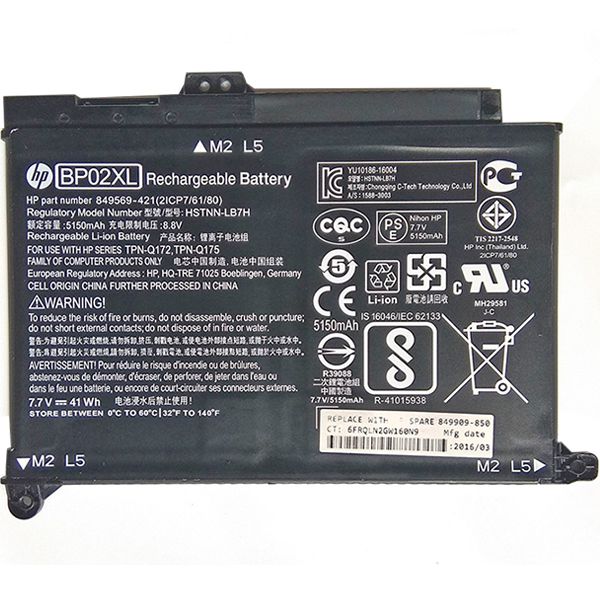 HP BATTERY, Laptop Batteries ORIGINAL BP02XL Battery FOR HP Pavilion 15-AU 15-AW, BP02XL