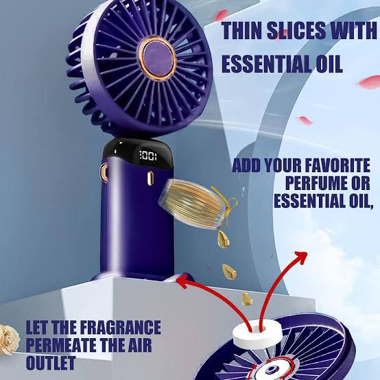 Heavy Rechargeable Handy Fan with Digital LED Display and 5 Speed Control.