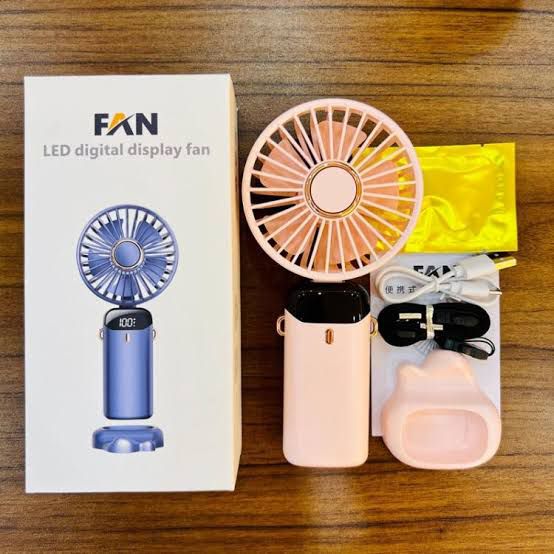 Heavy Rechargeable Handy Fan with Digital LED Display and 5 Speed Control.