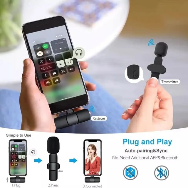 K8 Wireless Microphone Universal Plug Play Mini Collar Clip Microphone Transmitter for Mobile Phone.