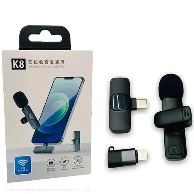 K8 Wireless Microphone Universal Plug Play Mini Collar Clip Microphone Transmitter for Mobile Phone.