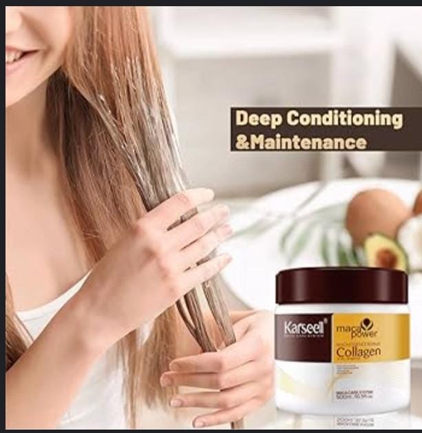 Karseell Collagen Hair Treatment Deep Repair Conditioning Argan Oil Collagen Hair Mask Essence for Dry Damaged Hair All Hair Types 500ml.