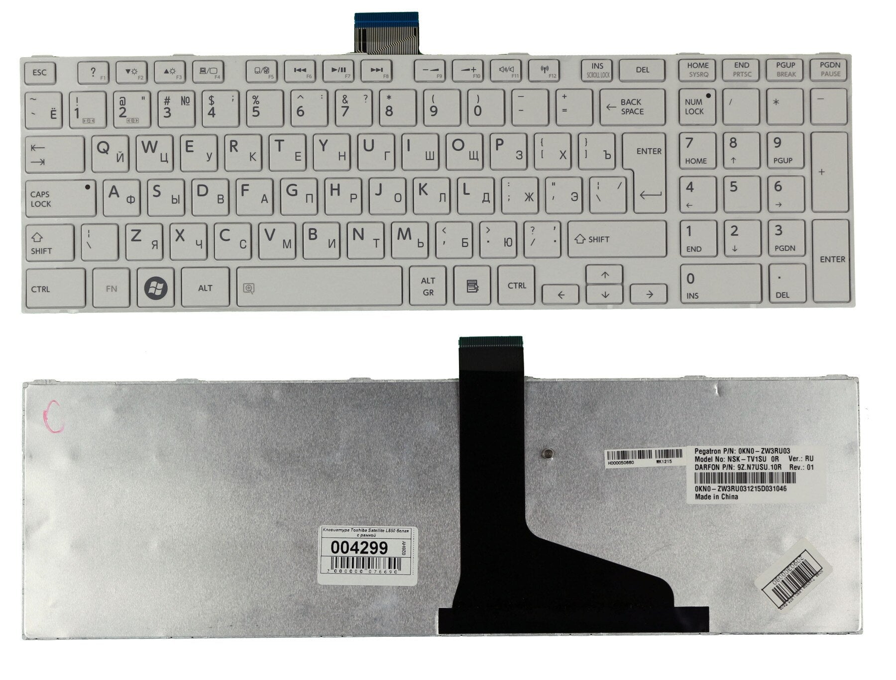 LAPTOP KEYBOARDS, TOSHIBA KEYBOARDS Laptop Keyboard for Toshiba Satellite C850 C855 C855D MP-11B93US-9305 English US White
