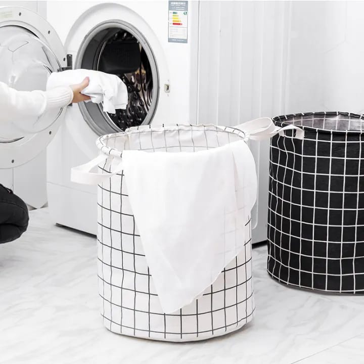 Large Capacity Home Clothes Toys Storage Basket Laundry Basket Cotton Linen Foldable Laundry Hamper Waterproof Organizer Bucket.