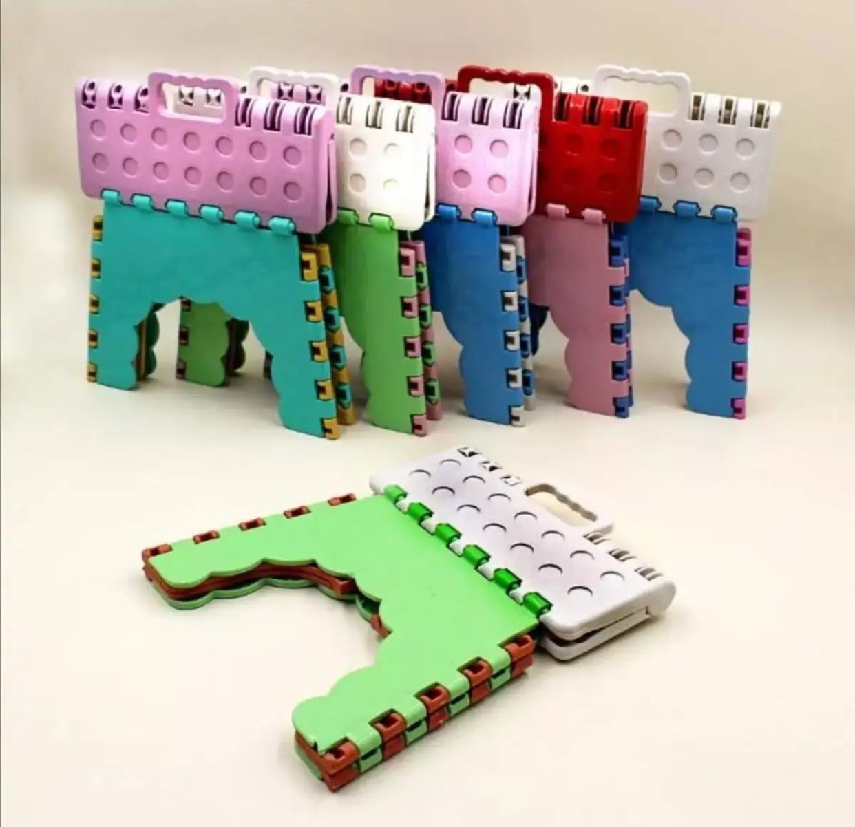 Little cute child plastic folding step stool multi purpose portable stool home small seat travel.