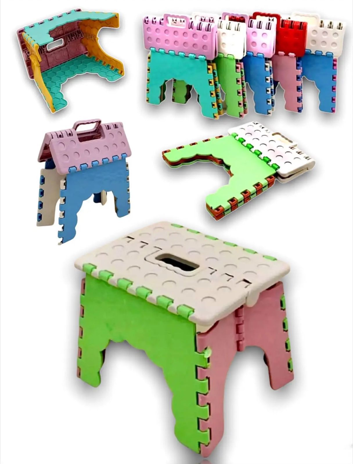 Little cute child plastic folding step stool multi purpose portable stool home small seat travel.