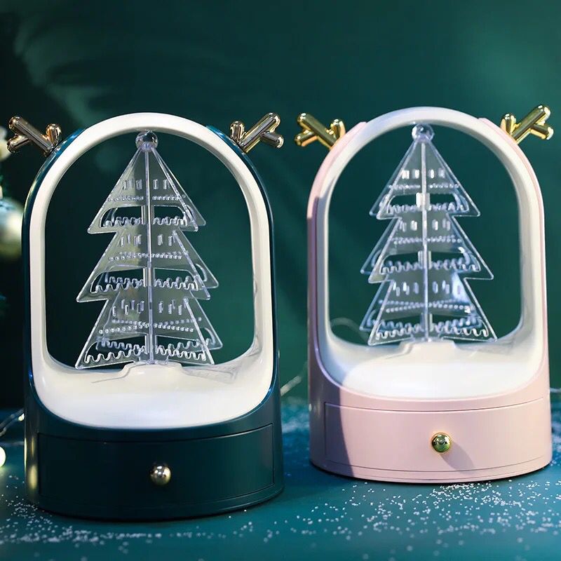 Luxury Rotating Jewellery Tree Organizer with Mini Drawer.