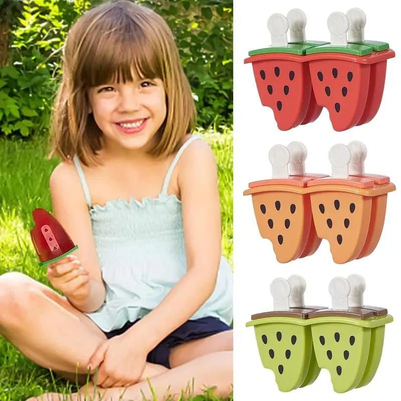 Pack of 4. Set Fruit Shape Ice-cream Molds homemade frozen treats that kids and adults alike enjoy.