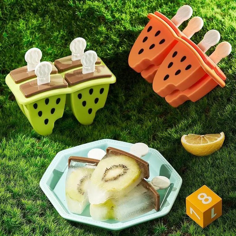 Pack of 4. Set Fruit Shape Ice-cream Molds homemade frozen treats that kids and adults alike enjoy.