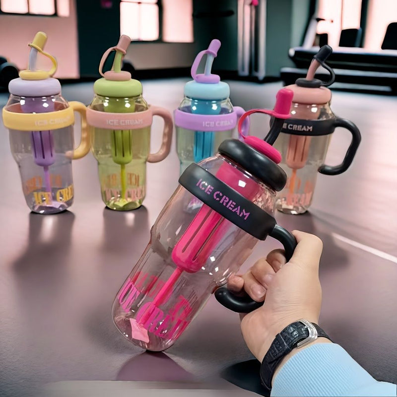 Premium 1200ML Large Capacity Water Glass Bottle with Straw and Extra Tea Infuser.