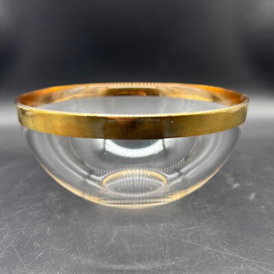 High-quality glass bowl with gold and silver metallic rims for home decor from Zoni Stores.