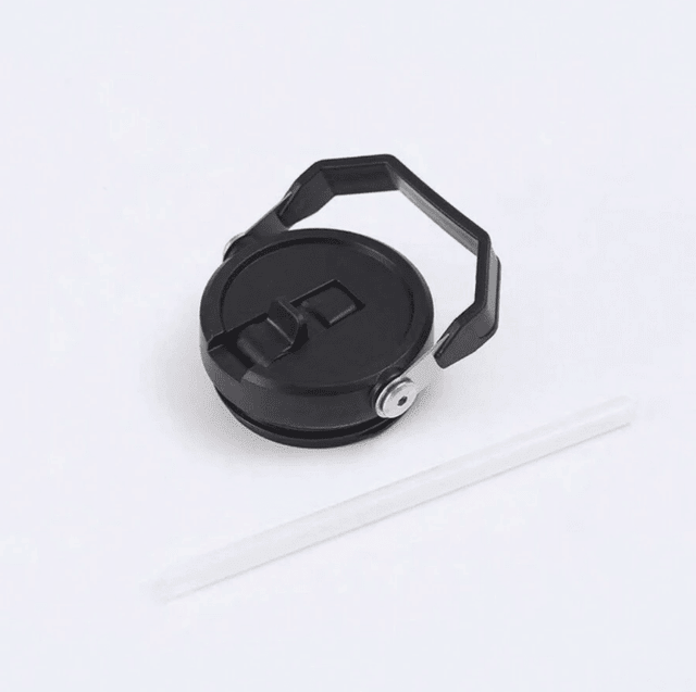 Black replacement lid with carry handle and straw for insulated tumbler by Zoni Stores
