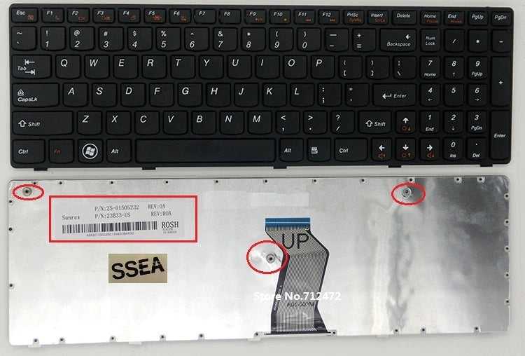LAPTOP KEYBOARDS, LENOVO KEYBOARDS Keyboard English for Lenovo G570 G570A G570G G575 G575A G575G Z565 Z560 25-012184 25-012185 25-012186 MP-10A33US-6864 laptop Keyboard