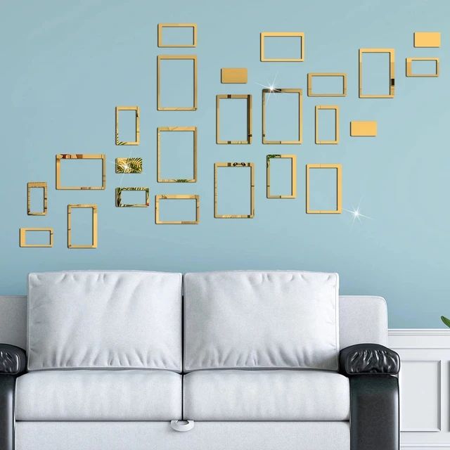 Set of 24pcs Geometrical Rectrangle DIY Acrylic Mirror Wall Stickers.