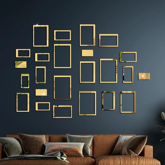 Set of 24pcs Geometrical Rectrangle DIY Acrylic Mirror Wall Stickers.