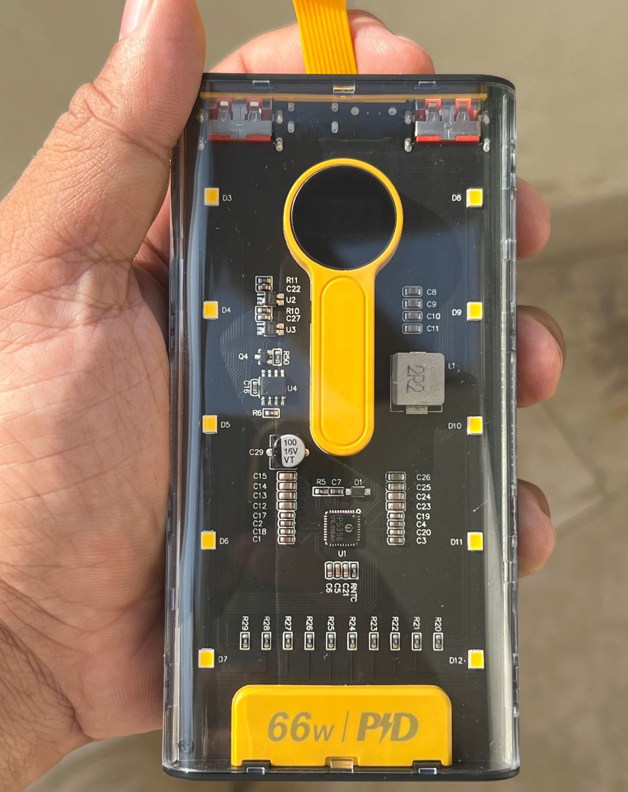 SuperFast Transparent 20000mAh Fast Charging Option Power Bank with Mini Bulb Lights.