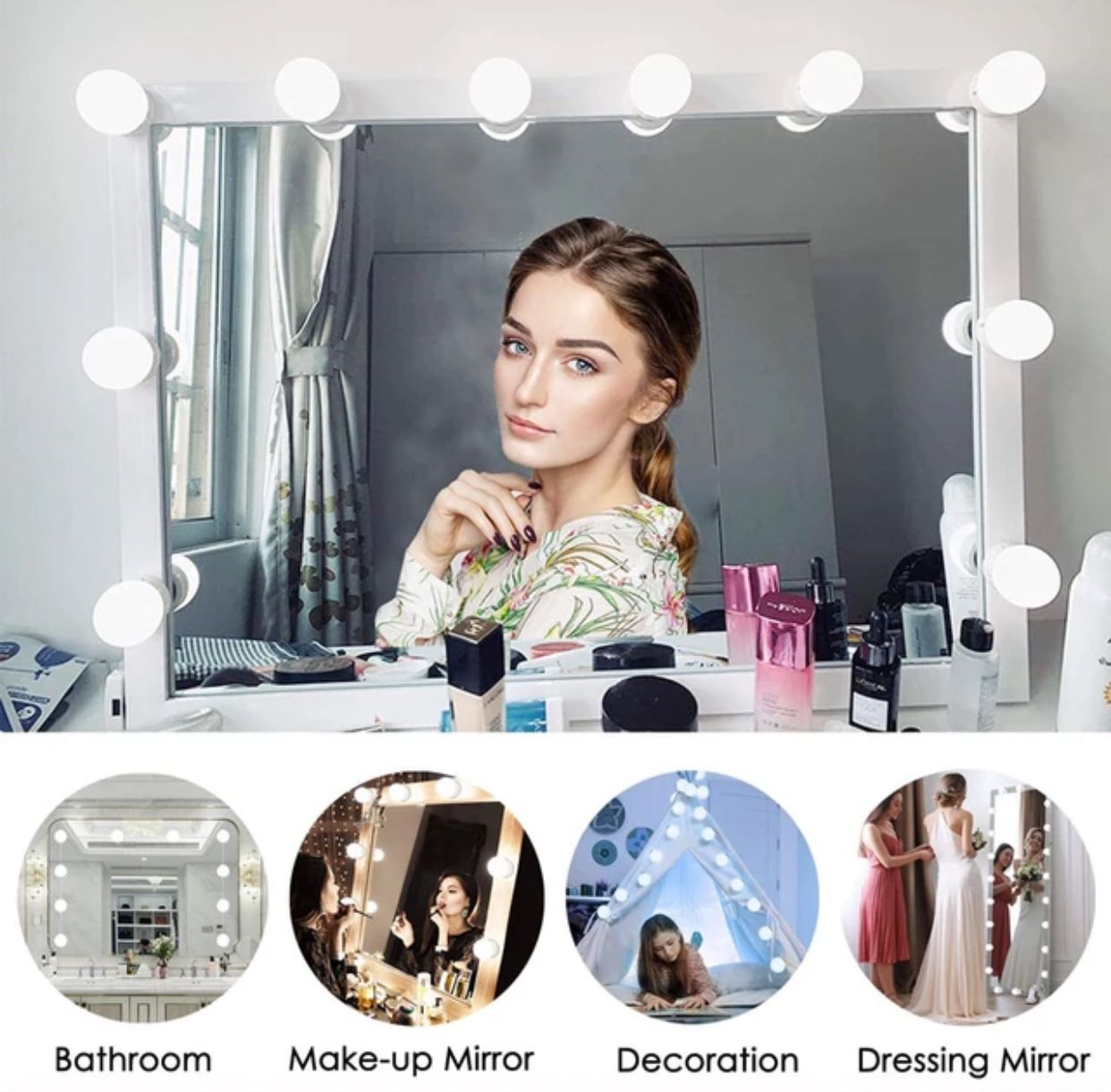 Vanity Mirror Light Pack of 10 led Bulbs in 3 Different Modes.