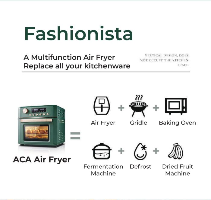 ACA Air Fryer (Green) ATO-EAF18A: Enjoy Smart and Healthy Cooking