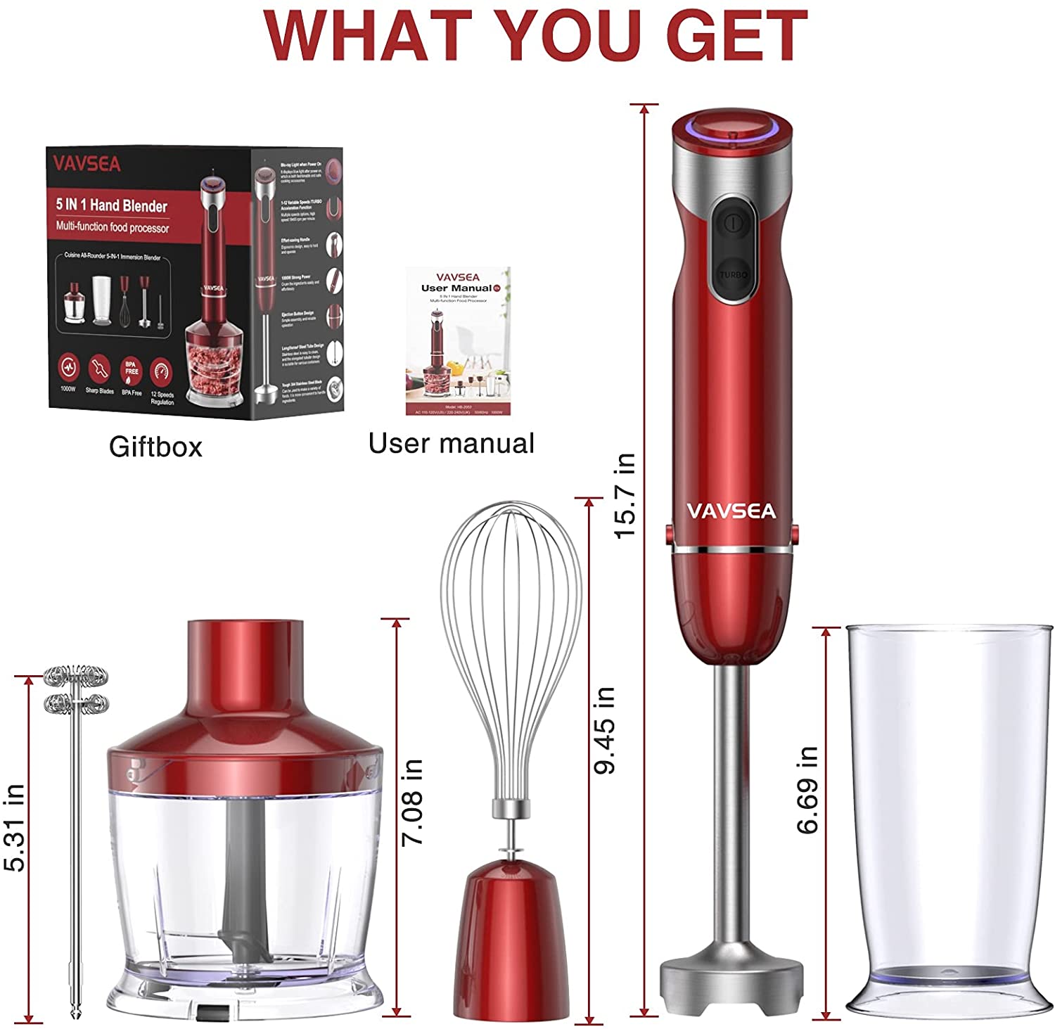 VAVSEA 1000W 5-in-1 Immersion Hand Blender