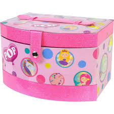 Complete pretend play makeup vanity box set for girls featuring pink glitter case and kids beauty accessories by Zoni Stores.