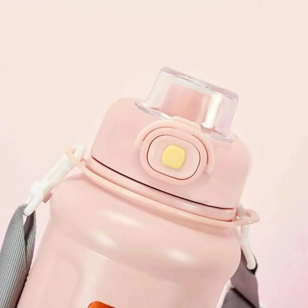 Pink portable water bottle with strap daily use Zoni Stores Pakistan