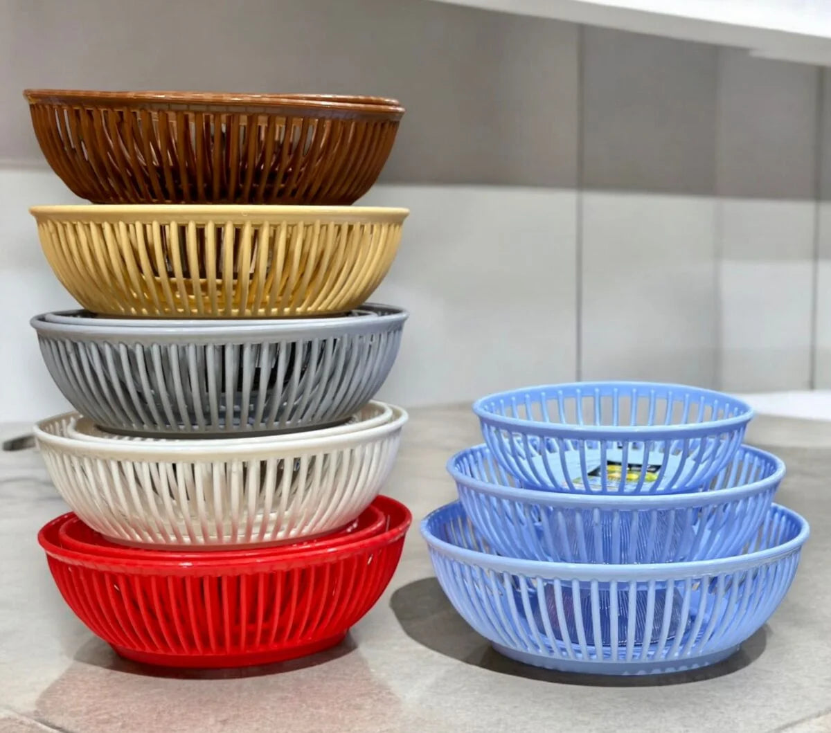 Round plastic fruit and vegetable washing baskets set Zoni Stores Pakistan