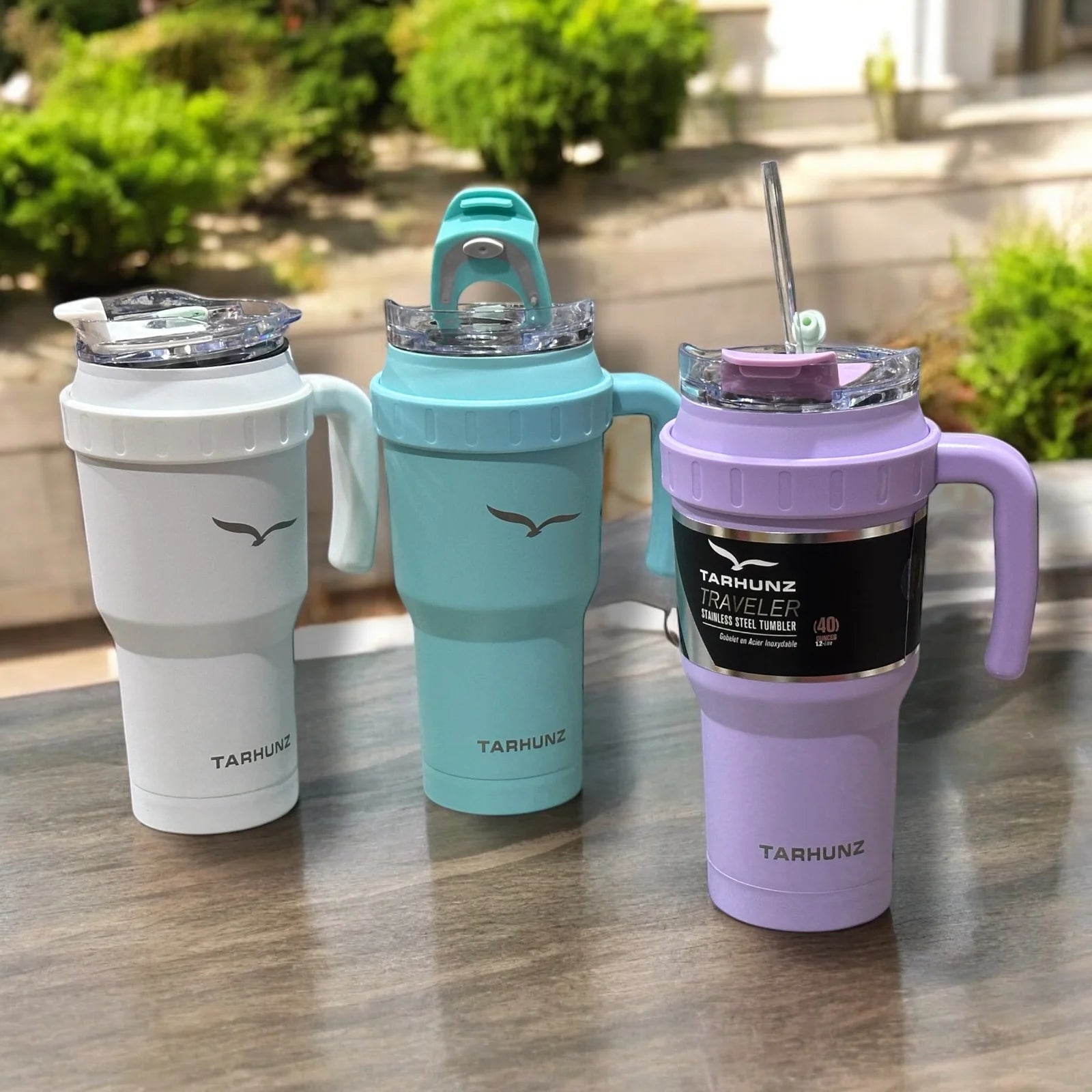 Tarhunz 40oz Insulated Travel Mug in purple stainless steel for daily use
