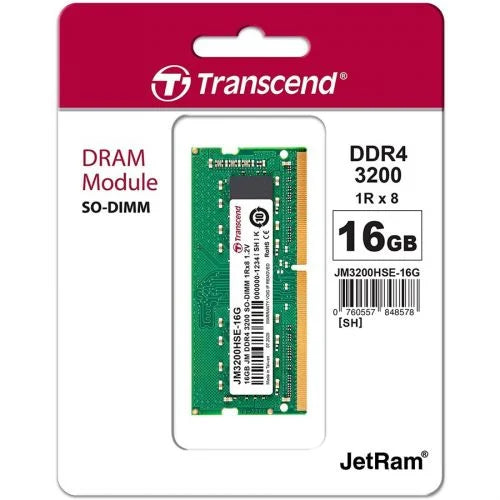 DDR4 RAMS, Laptop RAMs Transcend 16GB DDR4 3200Mhz SO-DIMM Memory Module for Laptop (JM2666HSB-16G)