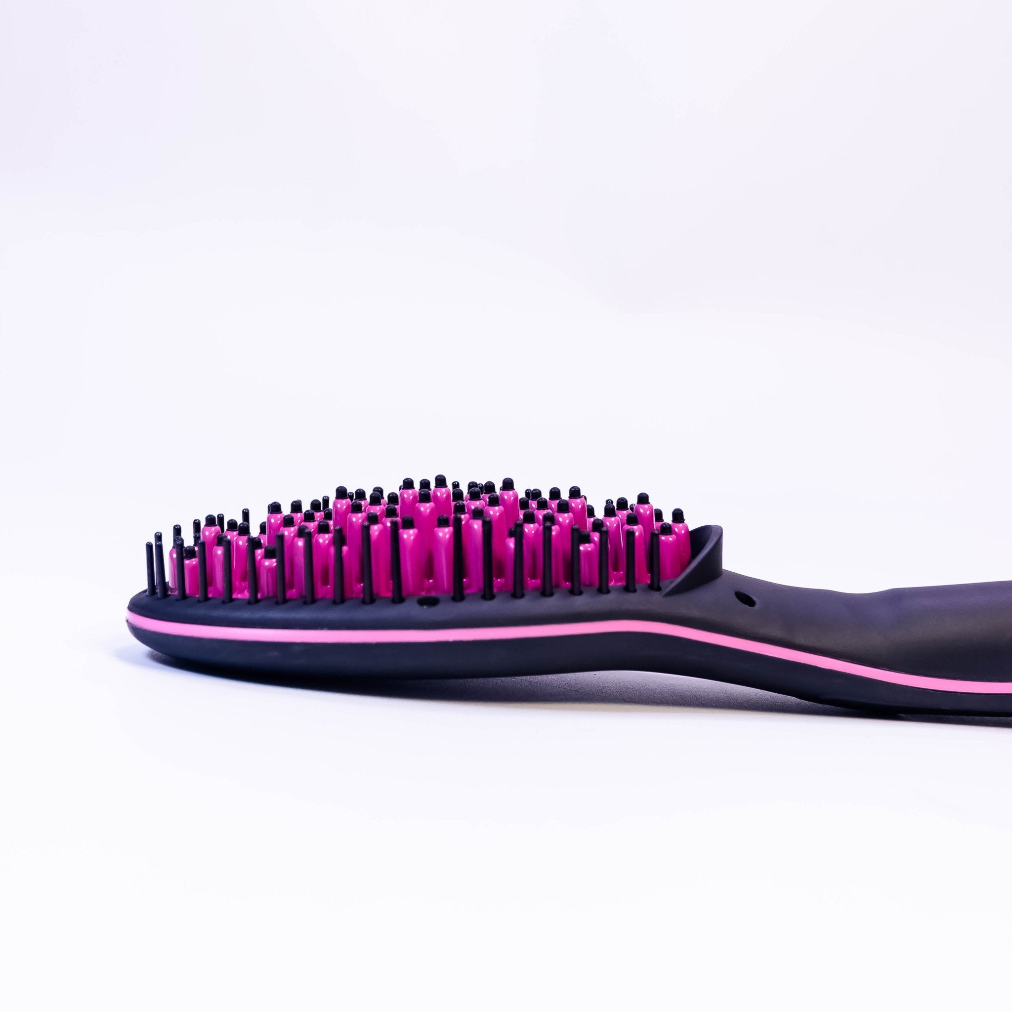 2 in 1 Ceramic Hair Straightener Brush - Fast Straightening Hair Electric Comb Flat Iron with LCD Display (Black Red) - ZoniStores