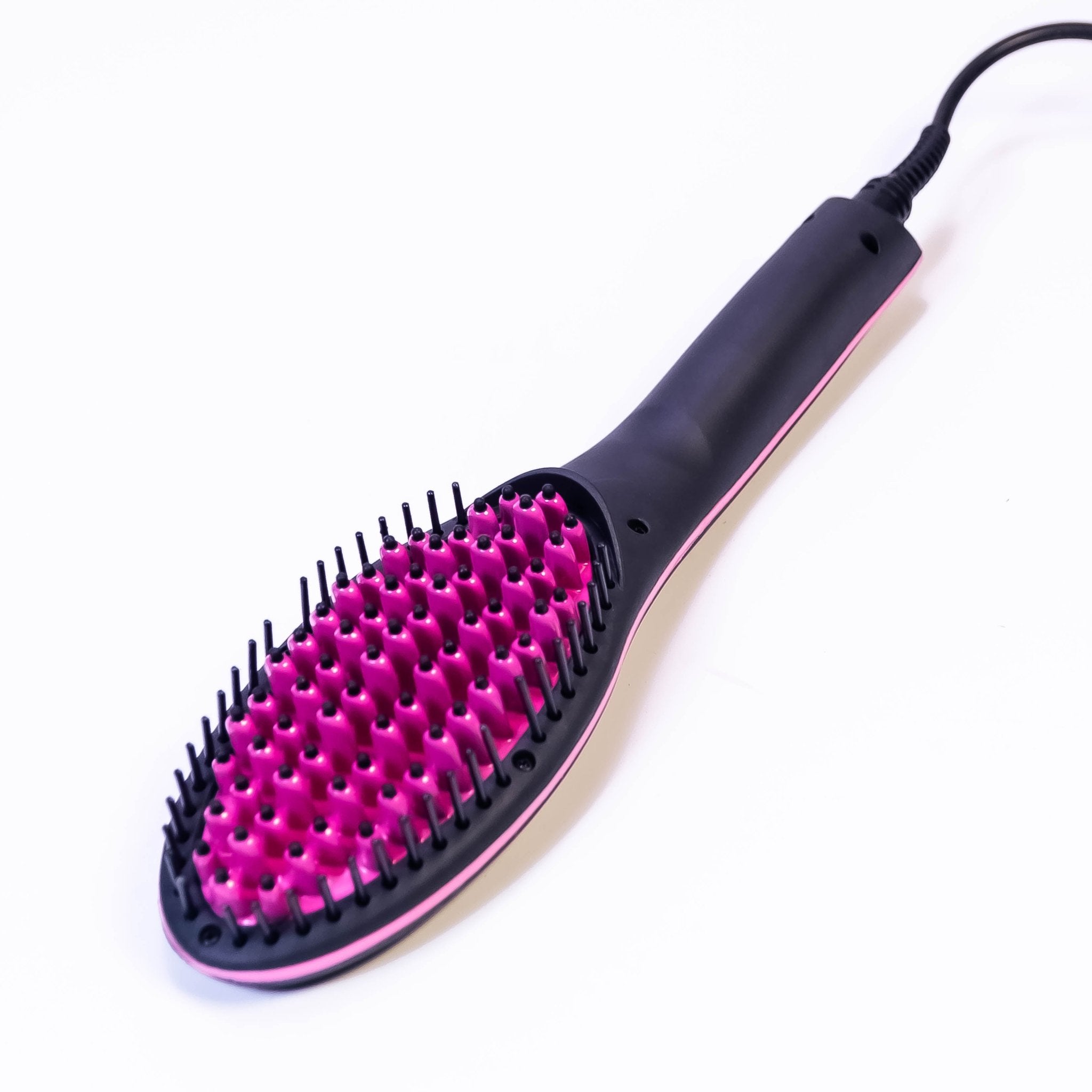 2 in 1 Ceramic Hair Straightener Brush - Fast Straightening Hair Electric Comb Flat Iron with LCD Display (Black Red) - ZoniStores