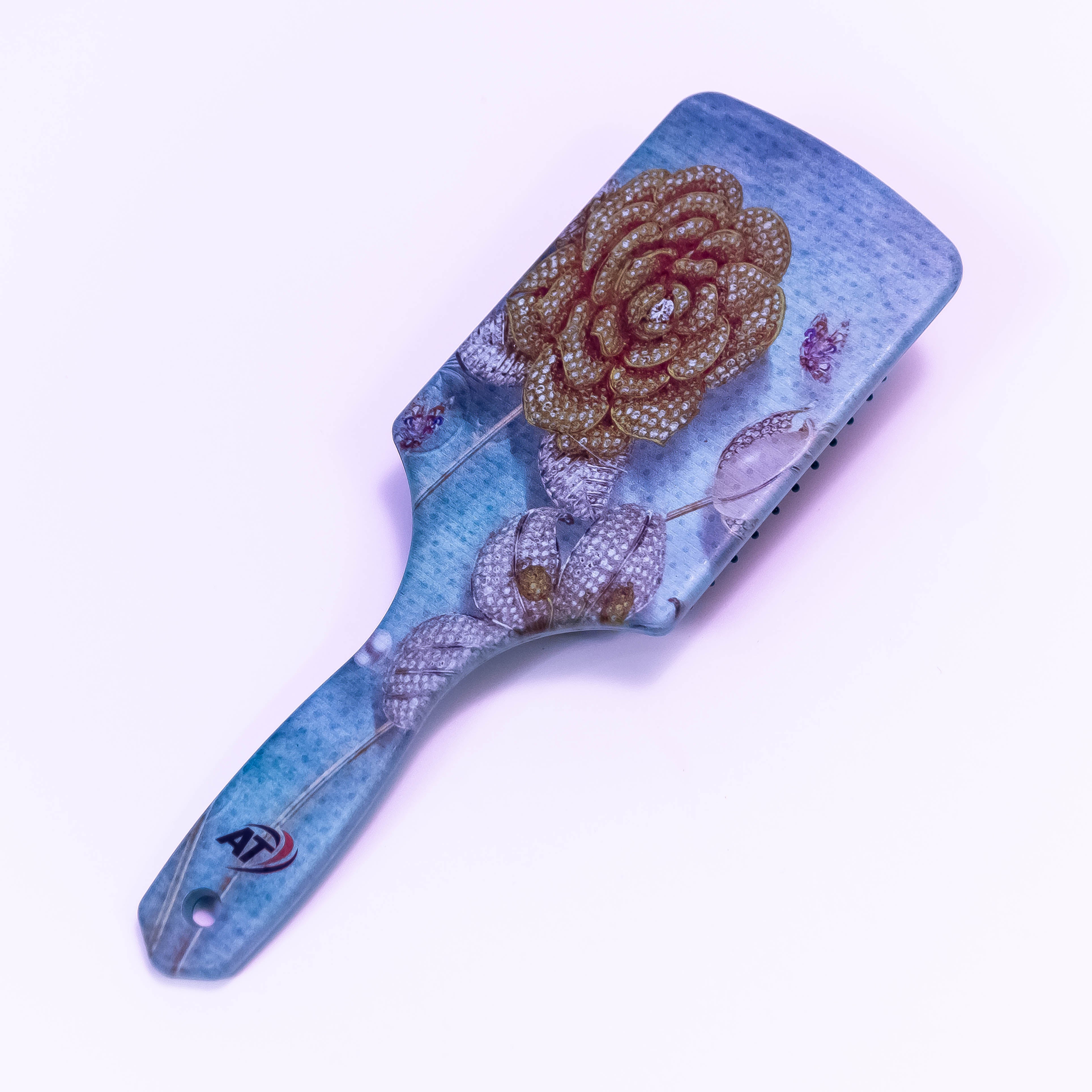 Golden Flower Printed Hair Brush