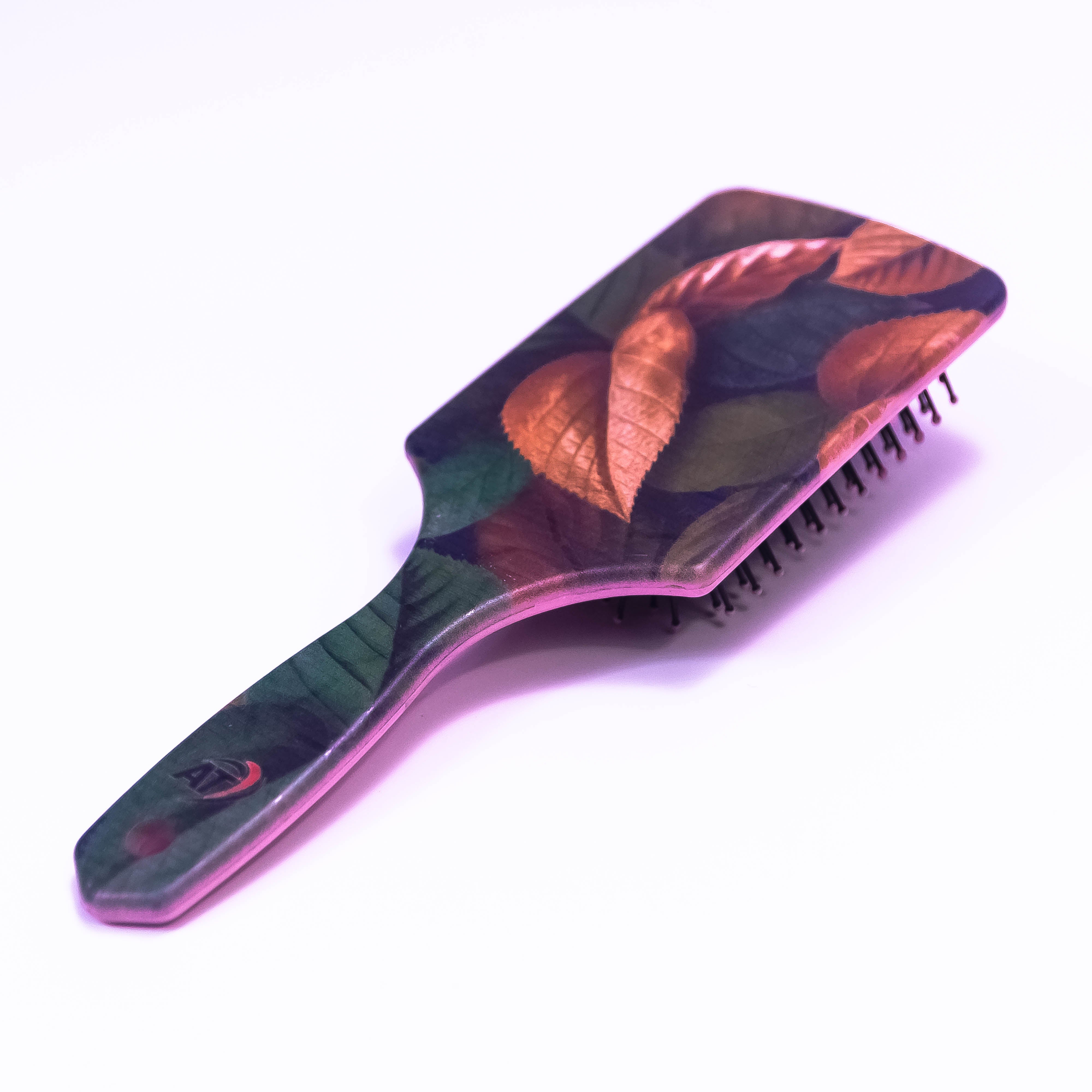 Green and Gold Leaf Printed Hair Brush